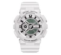 RORIOS Couple's Electronic Watch Multifunctional Military Wrist Watch Men’s Women's Wristwatch Digital Analog Watch with Resin Strap for Girls Boys White A