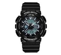 RORIOS Couple's Electronic Watch Multifunctional Military Wrist Watch Men’s Women's Wristwatch Digital Analog Watch with Resin Strap for Girls Boys Black B