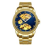 RORIOS Couple's Mechanical Watches Men Women Watch Automatic Stainless Steel Wristwatch Minimalist Self-Winding Wrist Watch Luminous Skeleton Watch Blue Gold B