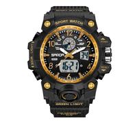 RORIOS Couples Sports Watch Dual Display Electronic Wristwatch Digital Analog Quartz Watch Multifunctional Military Wrist Watch for Women 50m Waterproof Black Gold