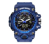 RORIOS Couples Sports Watch Dual Display Electronic Wristwatch Digital Analog Quartz Watch Multifunctional Military Wrist Watch for Men 50m Waterproof Blue
