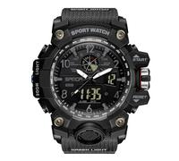 RORIOS Couples Sports Watch Dual Display Electronic Wristwatch Digital Analog Quartz Watch Multifunctional Military Wrist Watch for Men 50m Waterproof Black A