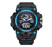 RORIOS Couples Sports Watch Dual Display Electronic Wristwatch Digital Analog Quartz Watch Multifunctional Military Wrist Watch for Women 50m Waterproof Black Blue
