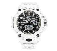 RORIOS Couples Sports Watch Dual Display Electronic Wristwatch Digital Analog Quartz Watch Multifunctional Military Wrist Watch for Women 50m Waterproof White