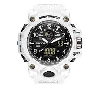 RORIOS Couples Sports Watch Dual Display Electronic Wristwatch Digital Analog Quartz Watch Multifunctional Military Wrist Watch for Men 50m Waterproof White B