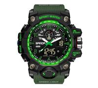 RORIOS Couples Sports Watch Dual Display Electronic Wristwatch Digital Analog Quartz Watch Multifunctional Military Wrist Watch for Men 50m Waterproof Army Green