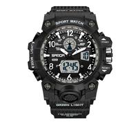 RORIOS Couples Sports Watch Dual Display Electronic Wristwatch Digital Analog Quartz Watch Multifunctional Military Wrist Watch for Women 50m Waterproof Black White B