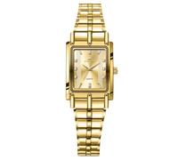 RORIOS Couple's Stainless Steel Wristwatch Men Women Wrist Watch Analog Quartz Watches Simple Business Wristwatch Elegant Rectangle Watch Gold B
