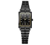 RORIOS Couple's Stainless Steel Wristwatch Men Women Wrist Watch Analog Quartz Watches Simple Business Wristwatch Elegant Rectangle Watch Black B