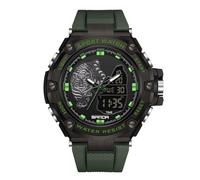 RORIOS Digital Watch for Men Analog Quartz Wrist Watch Multifunctional Electronic Wristwatch Fashion Waterproof Watch Military Dual Display Watch Green