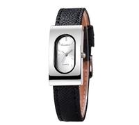 RORIOS Elegant Rectangular Women's Watch Slim Case with Leather Strap Analog Quartz Wristwatch Water-Resistant Fashion Timepiece Silvery White