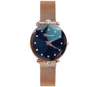 RORIOS Fashion Analogue Quartz Watches Mesh Band Starry Sky Dial Simulated Diamond Wrist Watches for Girl/Women