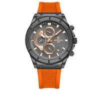 RORIOS Fashion Men’s Wrist Watches Minimalist Silicone Strap Wristwatch Multifunctional Chronograph Watch Casual Analogue Quartz Watch for Men Orange