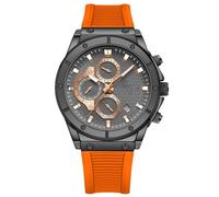 RORIOS Fashion Men’s Wrist Watches Minimalist Silicone Strap Wristwatch Multifunctional Chronograph Watch Casual Analogue Quartz Watch for Men Orange