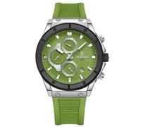 RORIOS Fashion Men’s Wrist Watches Minimalist Silicone Strap Wristwatch Multifunctional Chronograph Watch Casual Analogue Quartz Watch for Men Green