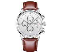 RORIOS Fashion Men Watch Analog Quartz Watches Chronograph Luminous Wrist Watch with Date Leather Strap Multifunction Dial Men's Watches