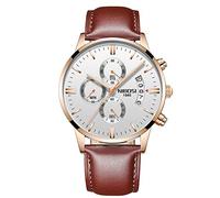 RORIOS Fashion Men Watch Analog Quartz Watches Chronograph Luminous Wrist Watch with Date Leather Strap Multifunction Dial Men's Watches