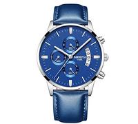 RORIOS Fashion Men Watch Analog Quartz Watches Chronograph Luminous Wrist Watch with Date Leather Strap Multifunction Dial Men's Watches