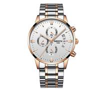 RORIOS Fashion Men Watch Analog Quartz Watches Chronograph Luminous Wrist Watch with Date Stainless Steel Strap Multifunction Dial Men's Watches