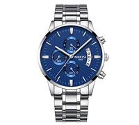 RORIOS Fashion Men Watch Analog Quartz Watches Chronograph Luminous Wrist Watch with Date Stainless Steel Strap Multifunction Dial Men's Watches