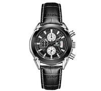 RORIOS Fashion Men Watch Leather Strap Watch Calendar Luminous Stopwatch Lap Timer Multifunction Wrist Watch