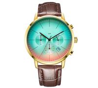 RORIOS Fashion Mens Watch Leather Strap Watch Color Changing Dail Calendar Multifunction Wristwatch with Stainless Steel Case Watches
