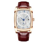 RORIOS Fashion Watches Men Quartz Analog Luminous Watches Dial Leather Band Waterproof Sports Watches for Men, Brown White, Strap