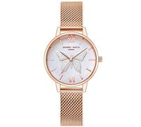 RORIOS Fashion Women Watch Butterfly Dial Stainless Steel Mesh Strap Analogue Quartz Wristwatch Ladies Watch