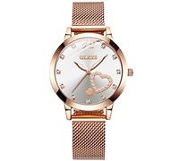 RORIOS Fashion Wrist Watches for Women Rose Gold Steel Strap Analogue Quartz Wristwatch Elegant Watches for Ladies Girls