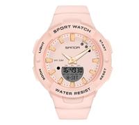 RORIOS Girls Electronic Wristwatch Digital Analog Quartz Watch Ladies Simple Wrist Watch Resin 50M Waterproof Watch Multifunctional Military Watch for Women Pink