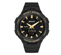 RORIOS Girls Electronic Wristwatch Digital Analog Quartz Watch Ladies Simple Wrist Watch Resin 50M Waterproof Watch Multifunctional Military Watch for Women Black Gold