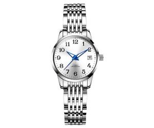 RORIOS Ladies Mechanical Wristwatch Women's Elegant Watch Minimalist Automatic Wrist Watch Fashion Stainless Steel Watch Self-Winding Luminous Watch White B