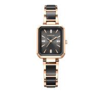 RORIOS Ladies Square Wrist Watch Metal Strap Diamond-Embellished Dial Fashionable and Elegant Watches Black