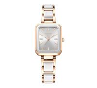 RORIOS Ladies Square Wrist Watch Metal Strap Diamond-Embellished Dial Fashionable and Elegant Watches White