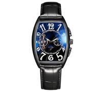 RORIOS Men Automatic Mechanical Tourbillon Skeleton Dial Wrist Watch with Leather Strap