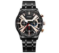 RORIOS Men’s Analogue Quartz Watch Fashion Multifunctional Wrist Watch Business Waterproof Wristwatch for Men with Stainless Steel Strap Black