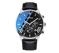RORIOS Men’s Multifunctional Watch Business Analogue Quartz Watch Sport Chronograph Wristwatch 3ATM Luminous Watch with Leather Strap
