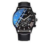 RORIOS Men’s Multifunctional Watch Business Analogue Quartz Watch Sport Chronograph Wristwatch 3ATM Luminous Watch with Leather Strap
