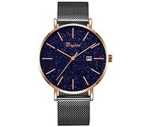 RORIOS Men Watch Fashion Analog Quartz Wristwatches Mesh Band Watch with Date Ultra Thin Watches for Men