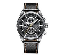 RORIOS Men Watch Leather Band Watch Calendar Luminous Stopwatch Lap Timer Multifunction Wrist Watch