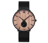 RORIOS Men Watches Analog Quartz Watch Minimalist Ultra Thin Wrist Watch with Black Stainless Steel Mesh Band Fashion Dress Watch for Men