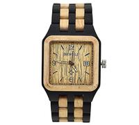 RORIOS Men Watches Analog Quartz Wooden Watch with Wood Band Rectangle Luminous Watch Lightweight Wooden Wristwatch for Men