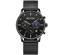 RORIOS Men Watches Chronograph Analog Quartz Watch Waterproof Luminous Wristwatch with Stainless Steel Mesh Band Fashion Watch for Men