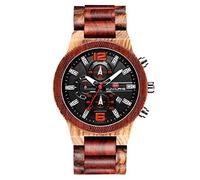 RORIOS Men Wood Watches Handmade Analog Quartz Watches Lightweight Natural Wooden Wrist Watch Multifunction Dial Wood Wristwatches for Men