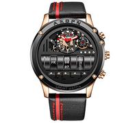 RORIOS Men's Analog Quartz Watches Leather Strap Waterproof Casual Sport Watches Luminous Business Watches for Men, Black, Strap