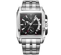 RORIOS Men's Analogue Quartz Watch with Stainless Steel Strap Waterproof Chronograph Sport Watch for Men, Black, Bracelet