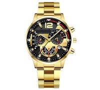 RORIOS Men's Chronograph Quartz Watch Stainless Steel Band Stylish for Daily/Work/Outdoor Gold