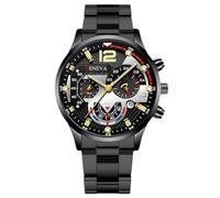 RORIOS Men's Chronograph Quartz Watch Stainless Steel Band Stylish for Daily/Work/Outdoor Silver Black A