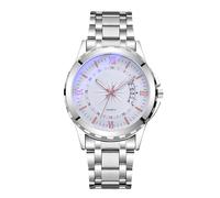 RORIOS Men's Classic Quartz Watch with Roman Numerals & Date Function Stainless Steel Wristwatch Business/Casual Watches White-Gold