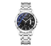 RORIOS Men's Classic Quartz Watch with Roman Numerals & Date Function Stainless Steel Wristwatch Business/Casual Watches Black